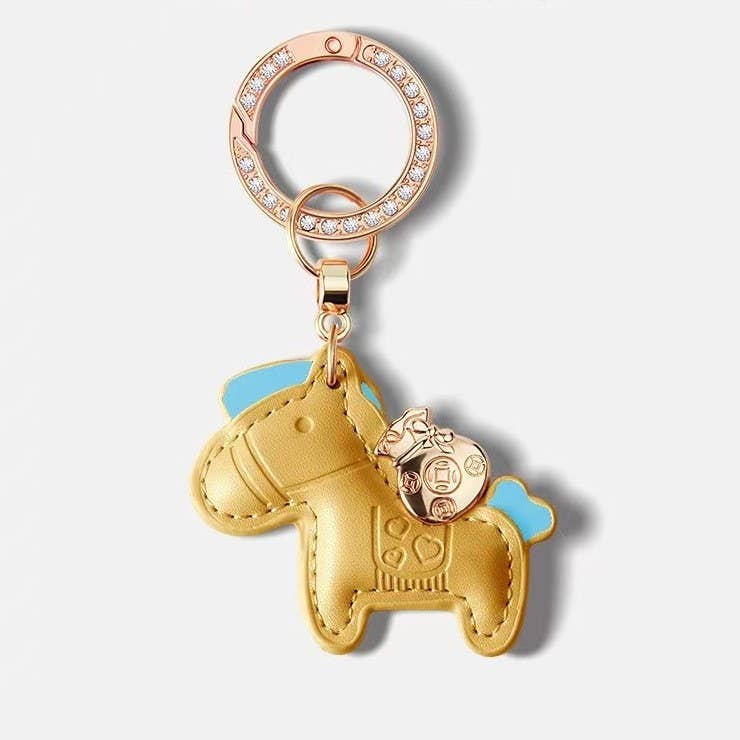 Colorful Leather Horse Keychain with Charm