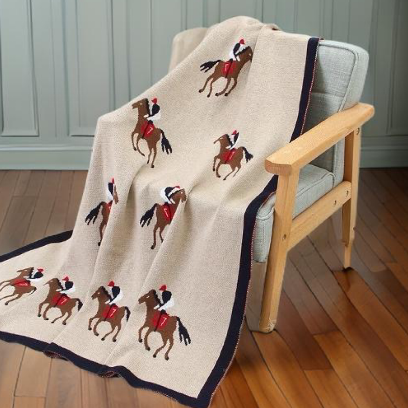 Equestrian Horse Racing Derby Jockey Cotton Baby Blanket 