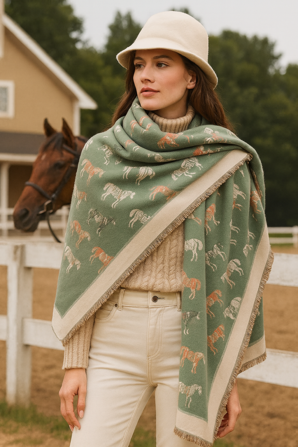 “Winter Horses” Equestrian Scarf