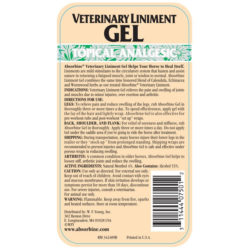 Absorbine Veterinary Liniment Horse Pain Gel - sku to order - 2723