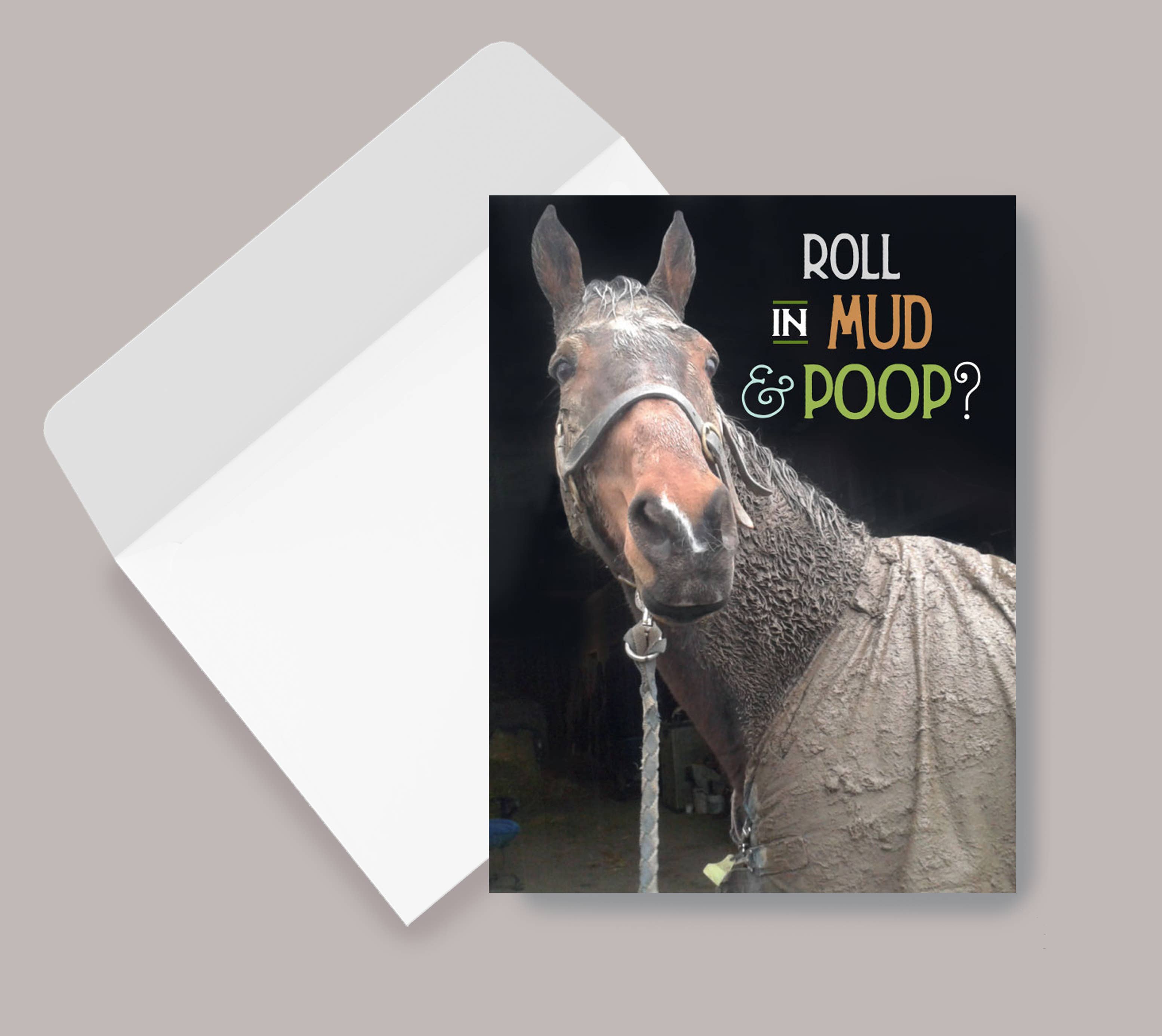 Horse Greeting Birthday Card / Roll in Mud & Poop