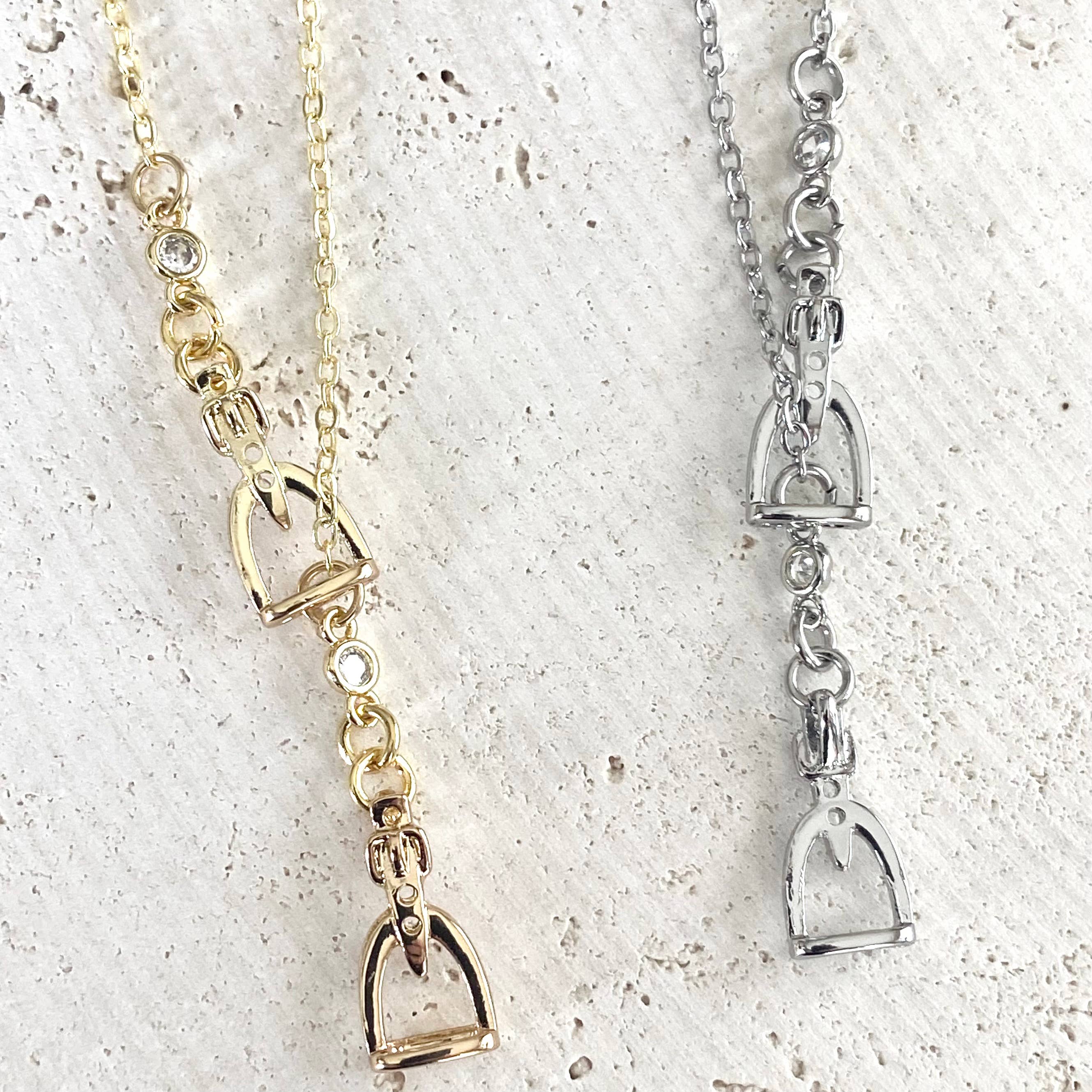 VB&CO Designs Handmade Jewelry - Equestrian jewelry  Y style horse bit stirrup necklace 