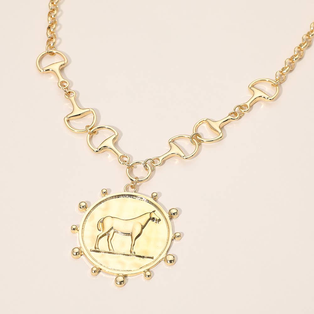 Sensibling Corp. - Horse Medallion Pendant Horsebit Link Chain Necklace