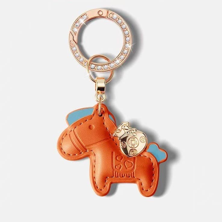 Colorful Leather Horse Keychain with Charm