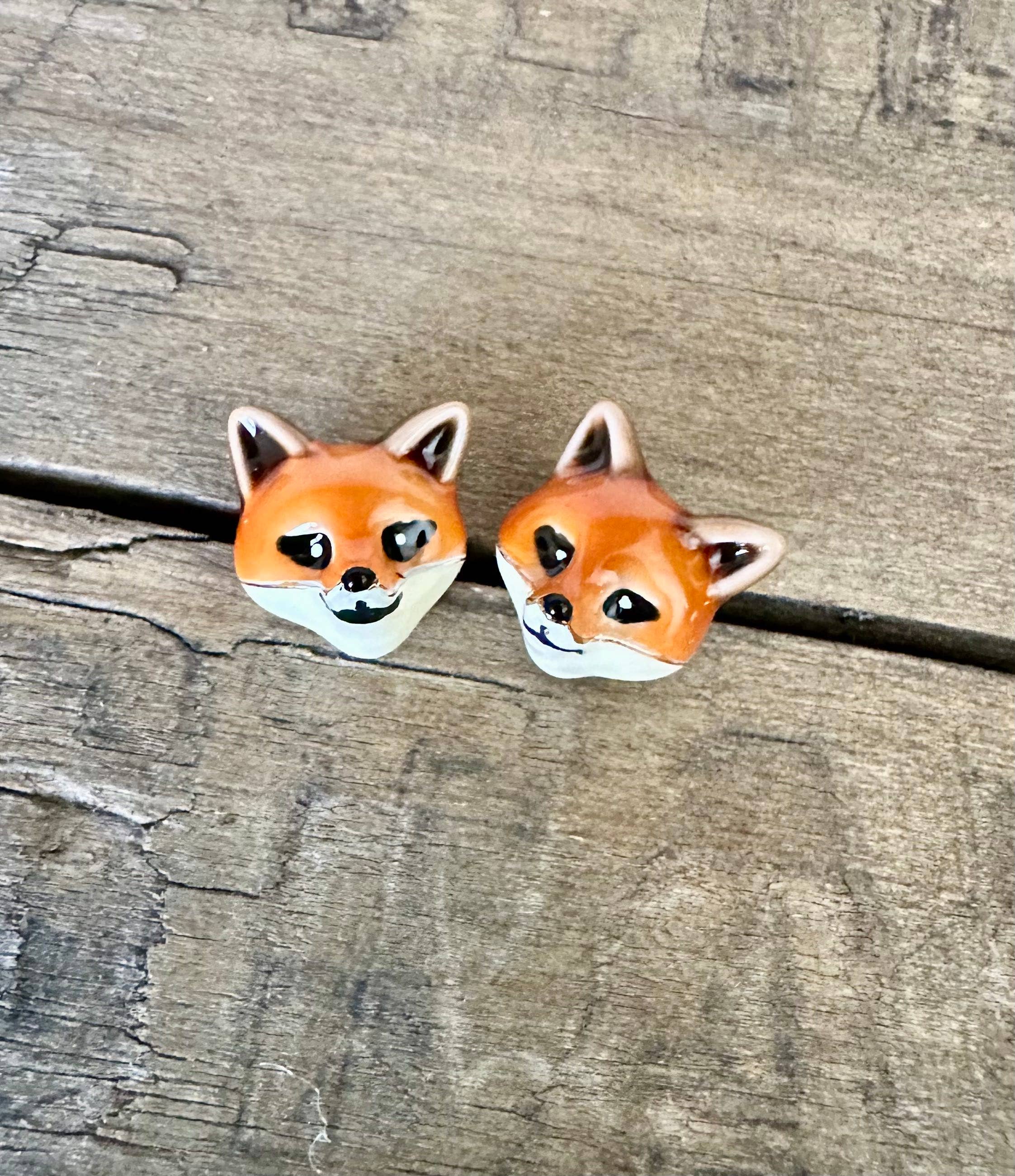 Fox Ceramic Earrings