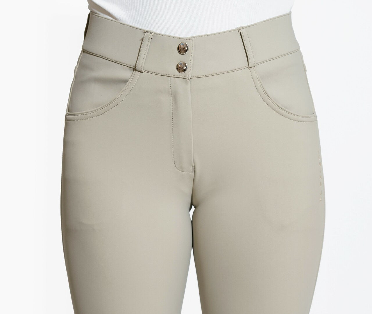 KL Select Gabrielle Knee Patch Breech - Beige - supporting