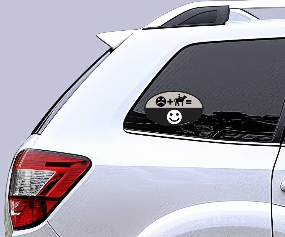 Oval Equestrian Horse Sticker / Smile Frown / WATERPROOF
