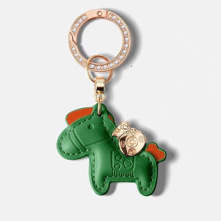 Colorful Leather Horse Keychain with Charm