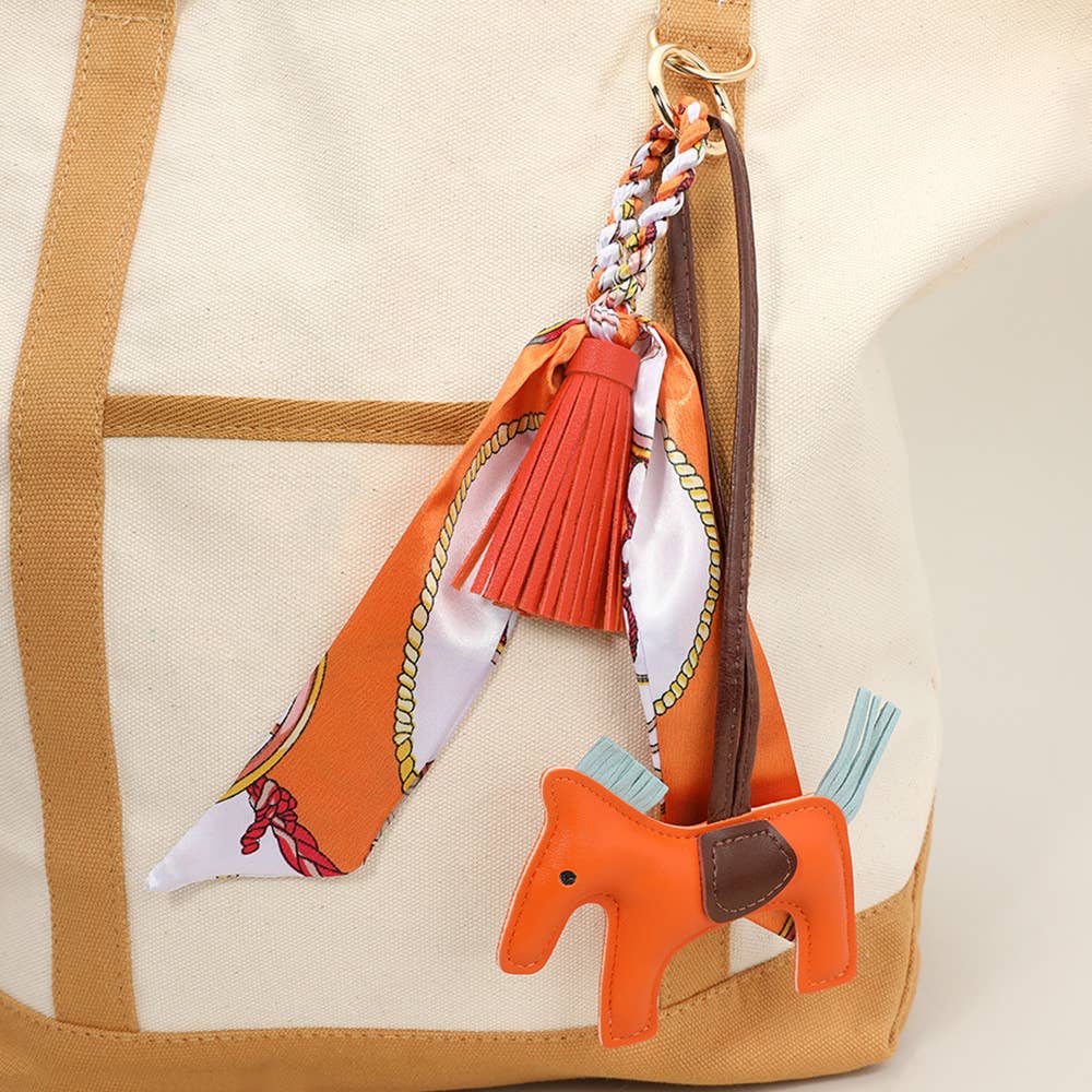Sensibling Corp. - Faux Leather Horse Tassel Scarf Keychain / Bag Charm