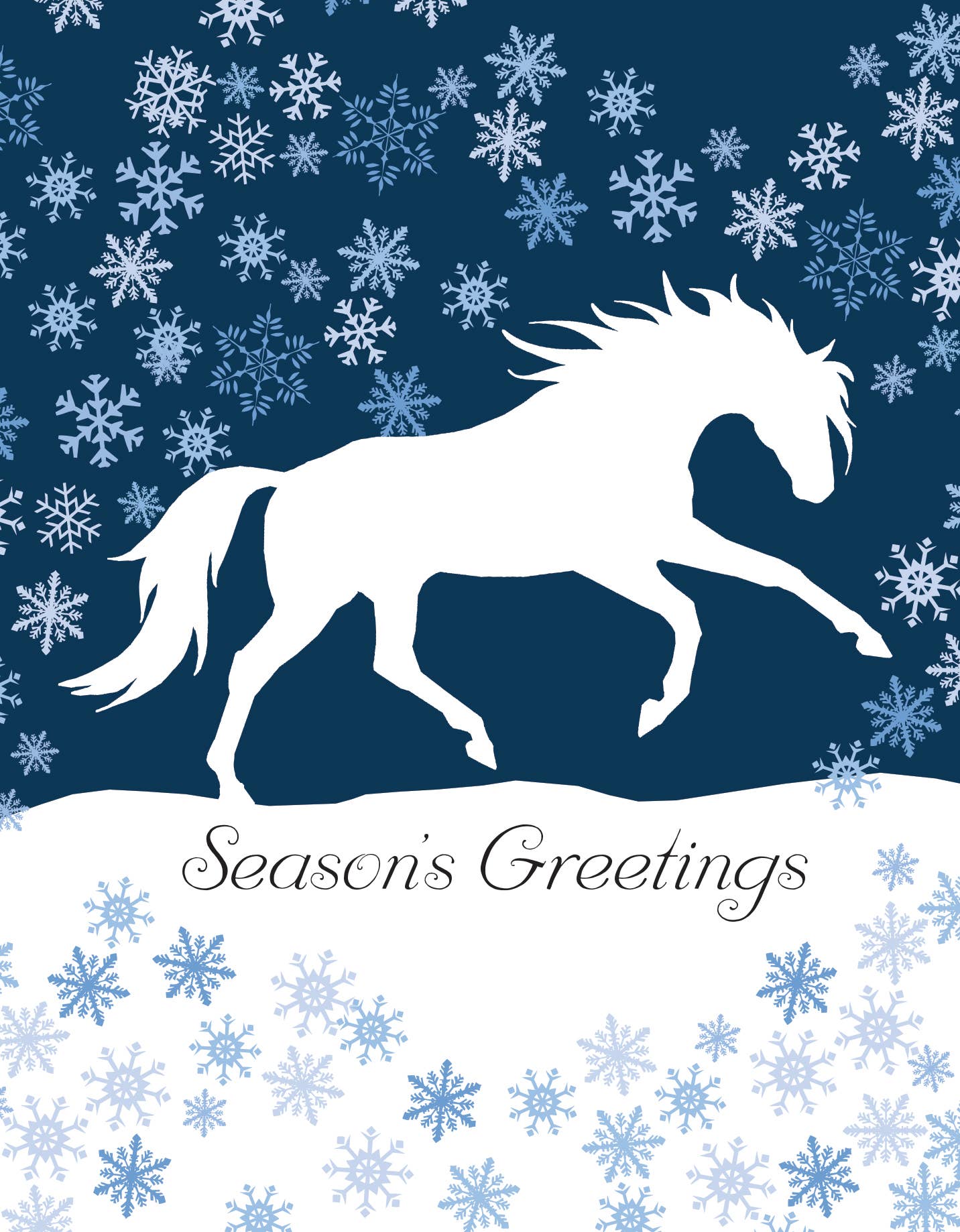 Horse Hollow Press - Horse Christmas Card / Horse & Snow / Holiday Greeting Card
