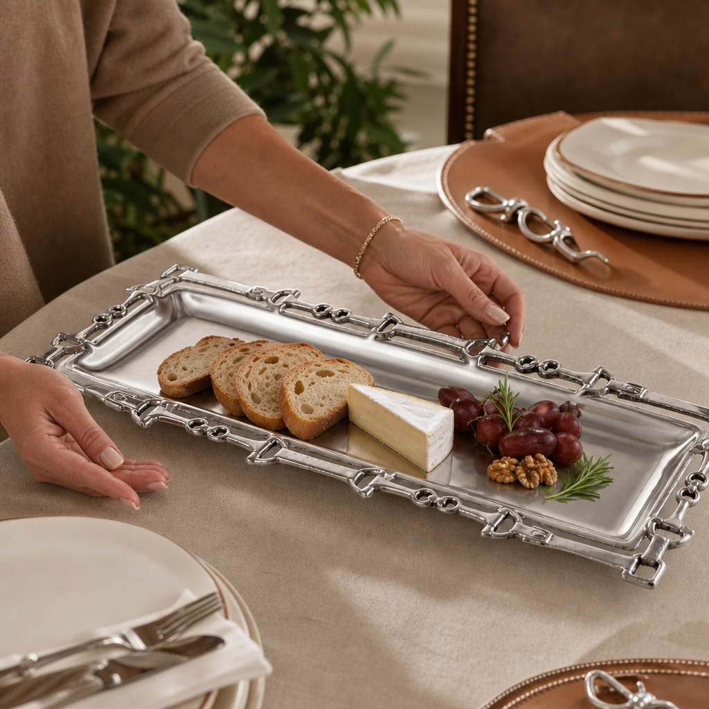 Equestrian Oblong Tray W/Openwork