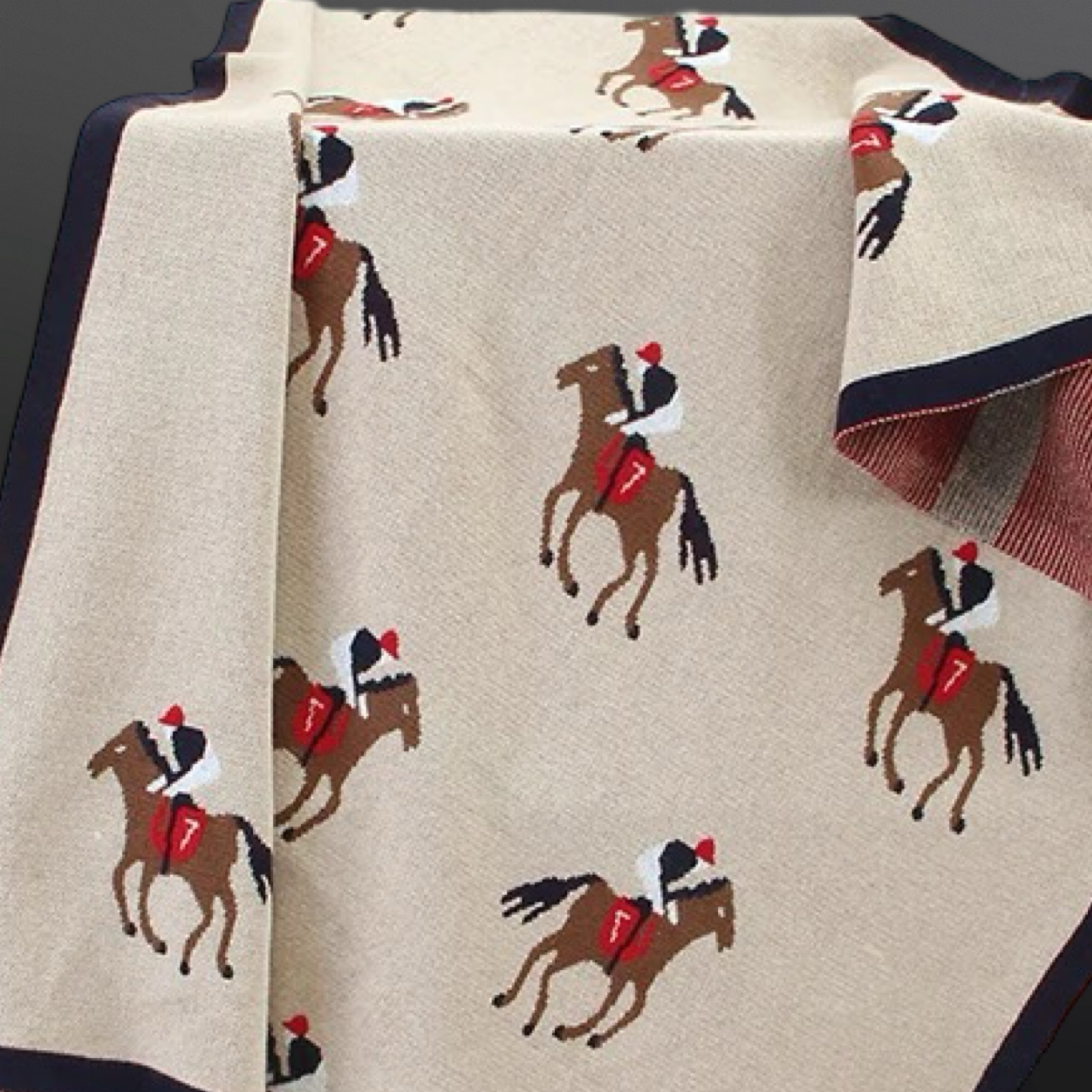 Equestrian Horse Racing Derby Jockey Cotton Baby Blanket 