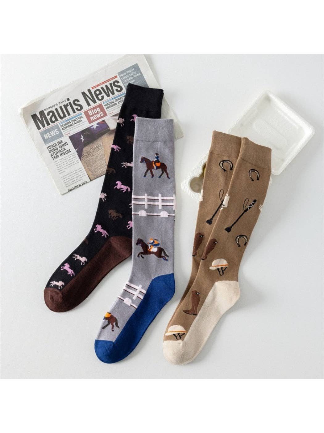 Funkyrel® Atzbranding Limited - Rufia - Horseback Rider Pattern Calf-Length Socks