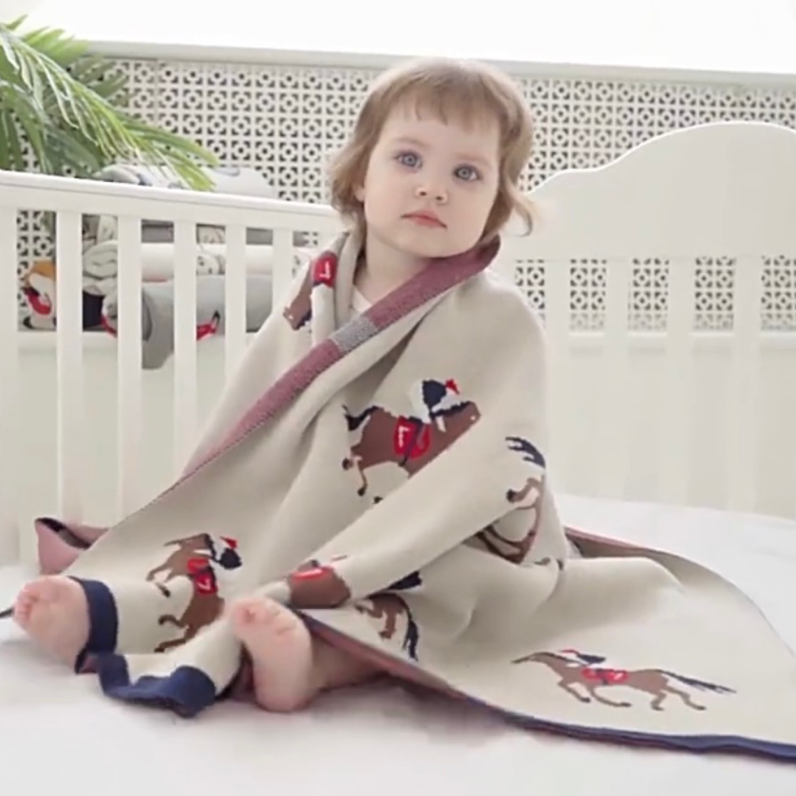 Equestrian Horse Racing Derby Jockey Cotton Baby Blanket 