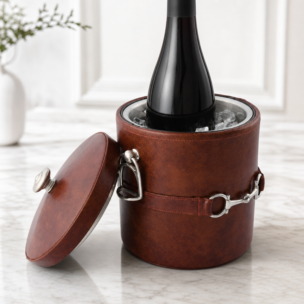 Equestrian Horse Bit Leather Ice Bucket