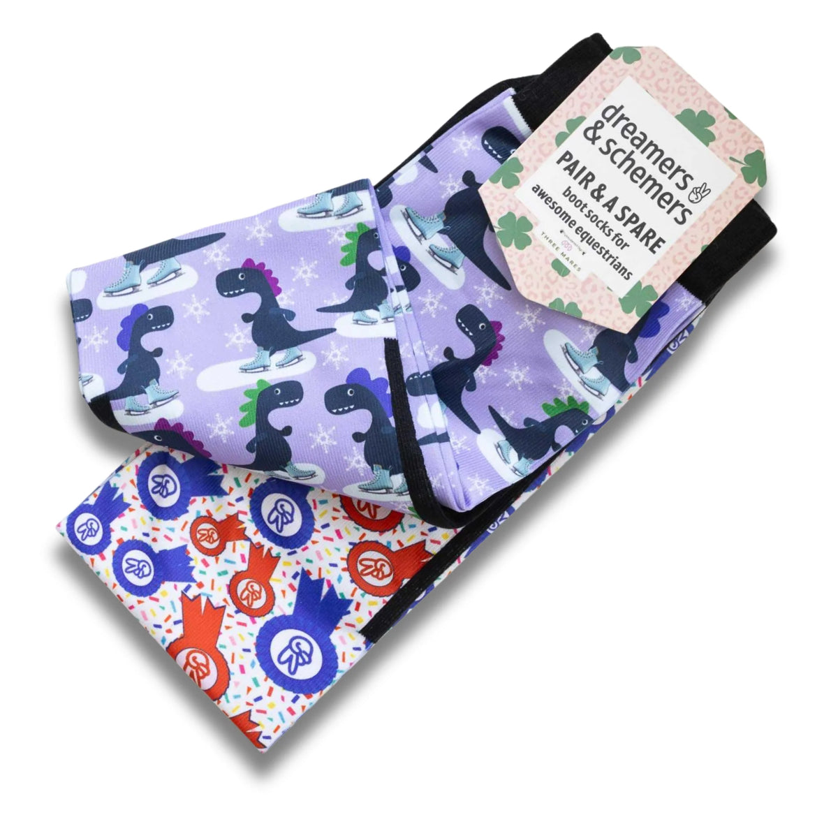 Dreamers & Schemers Pair & A Spare Socks - Dino-skate