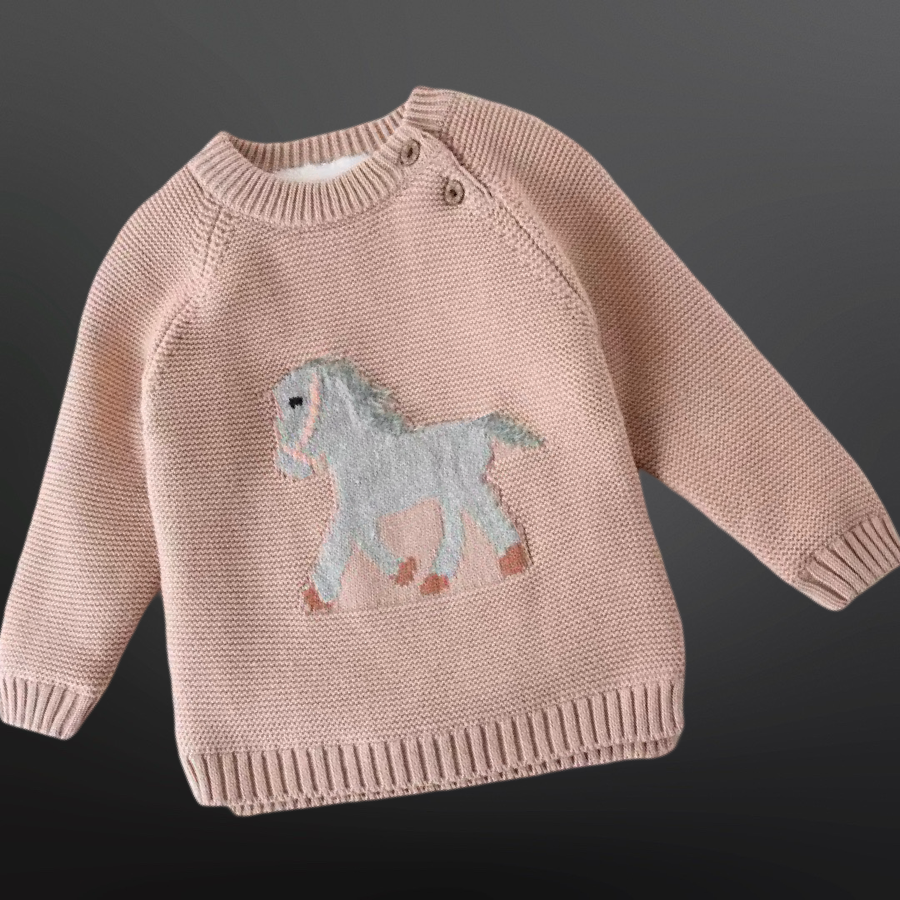 Equestrian Horse Knit Baby Sweater