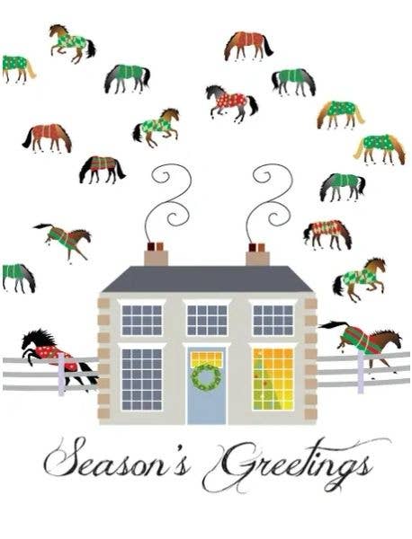 Horse Hollow Press - Horse Christmas Card / Mansion Barn / Holiday Greeting Card
