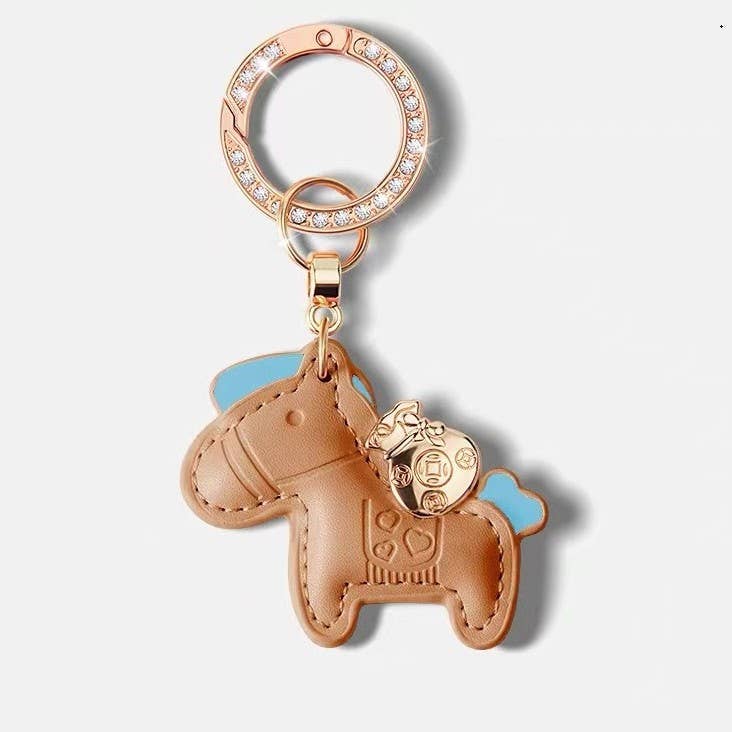 Colorful Leather Horse Keychain with Charm