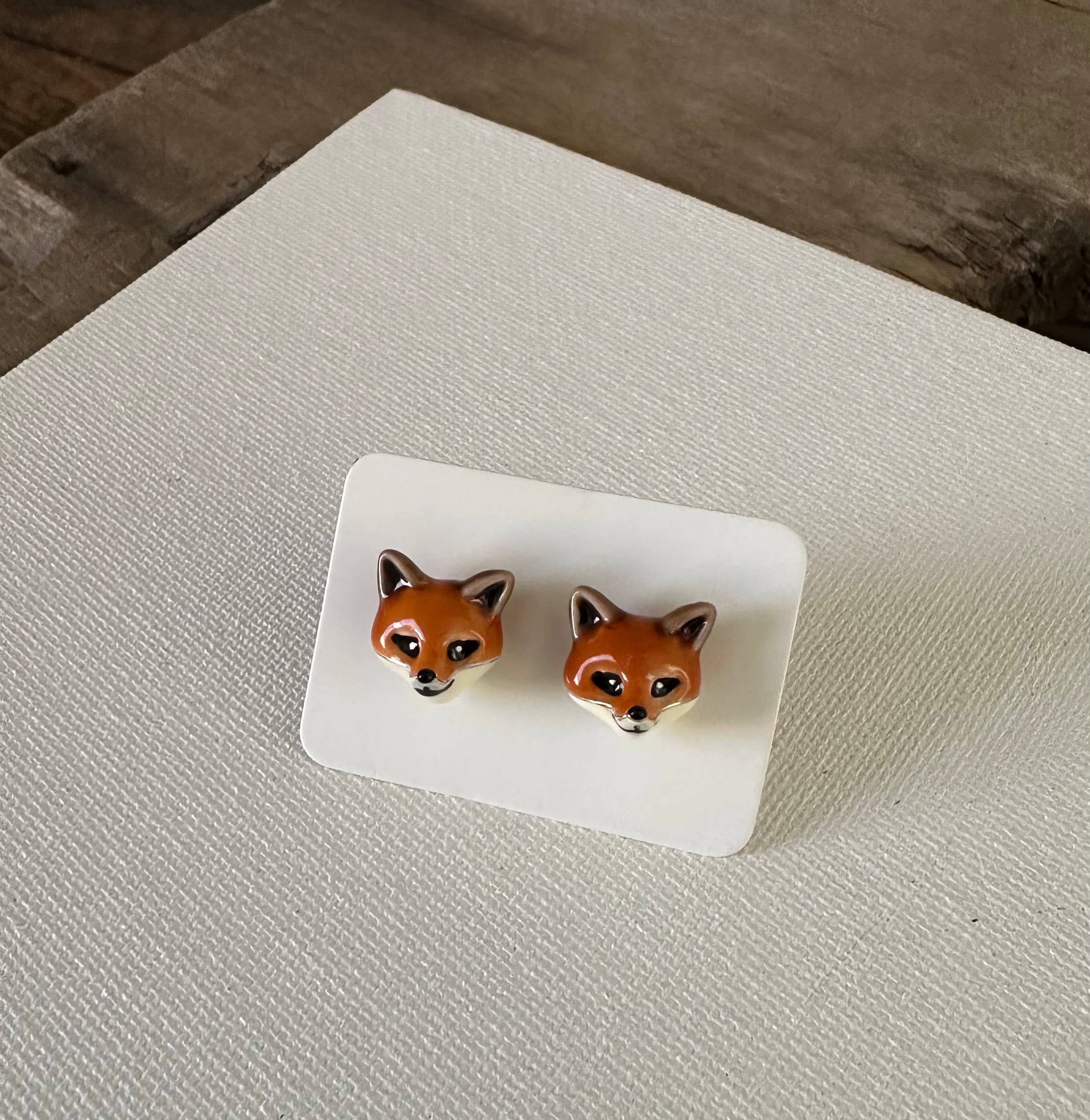 Fox Ceramic Earrings
