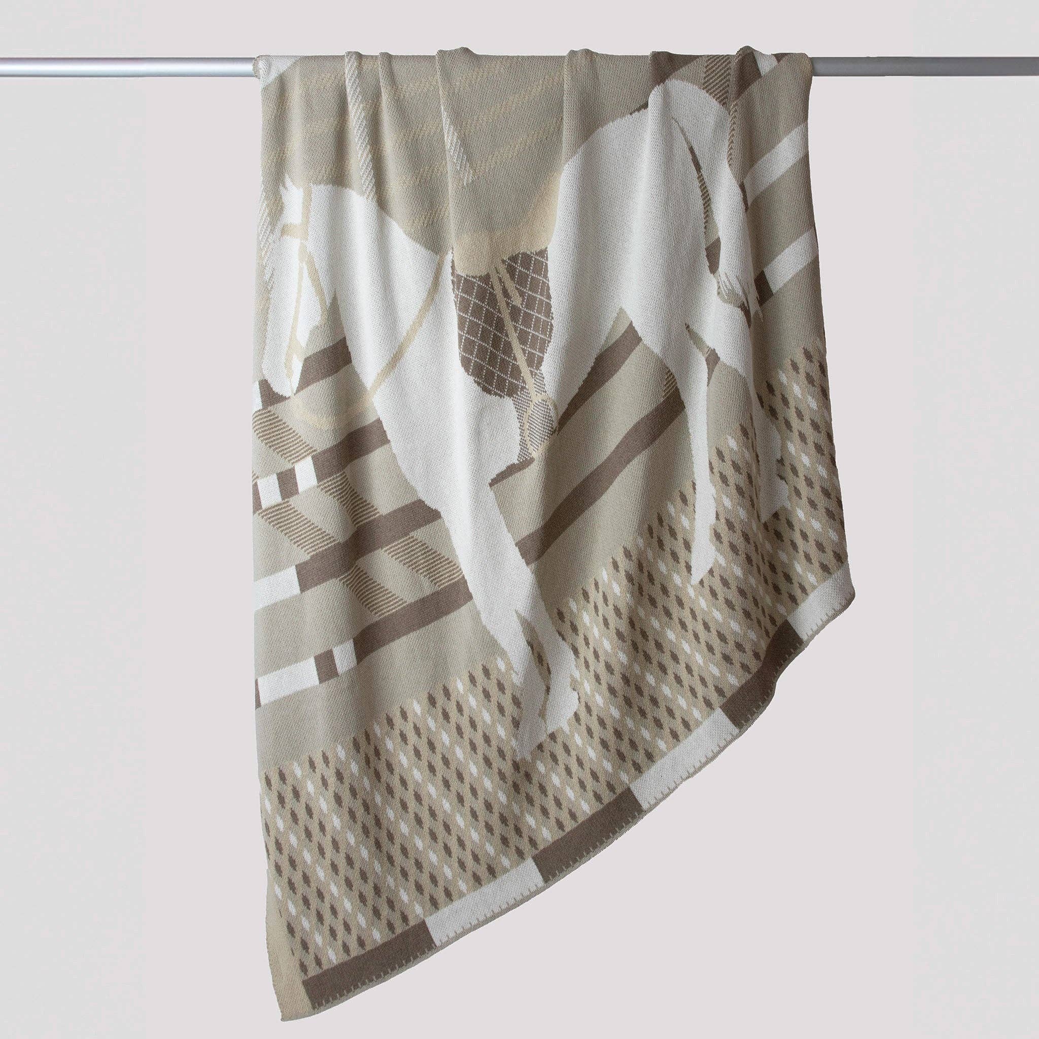 In2Green - Cotton Sustainable Knit Patterned | Stripes Throw Blanket - Equestrian Cheval