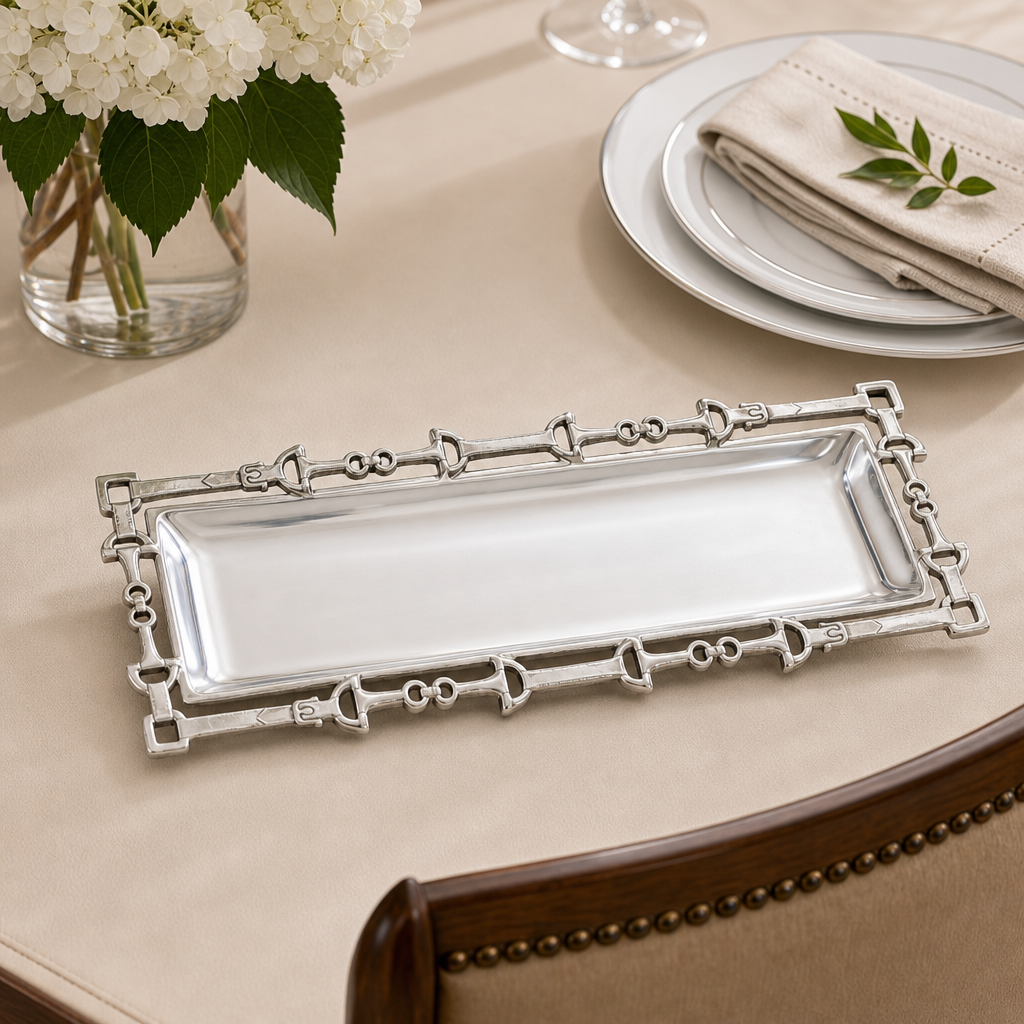 Equestrian Oblong Tray W/Openwork