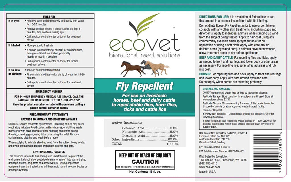 Ecovet Fly Repellent Spray - 18 oz - sku to order - 116718