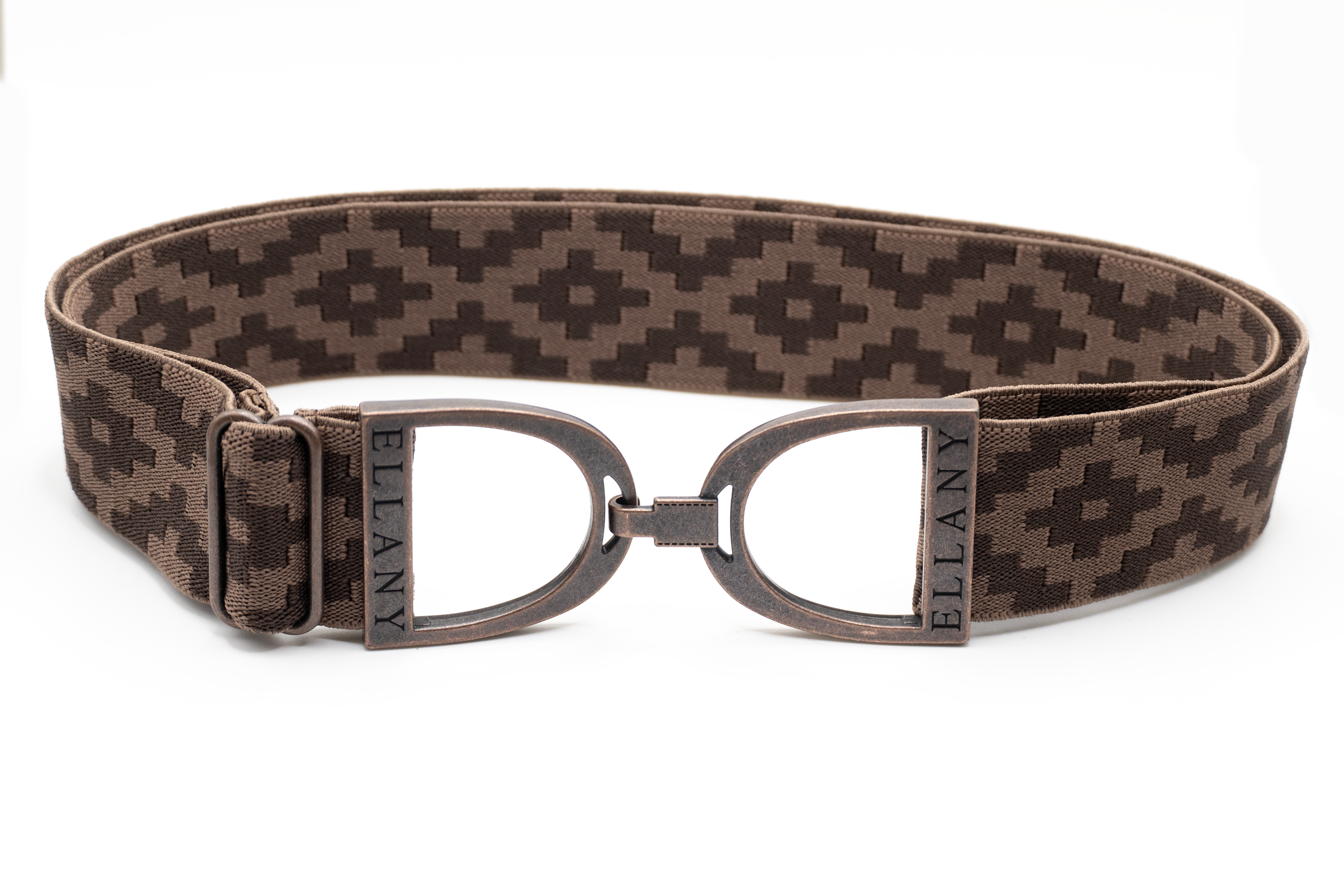 Ellany - Chocolate Polo - 1.5" Copper Stirrup Elastic Belt