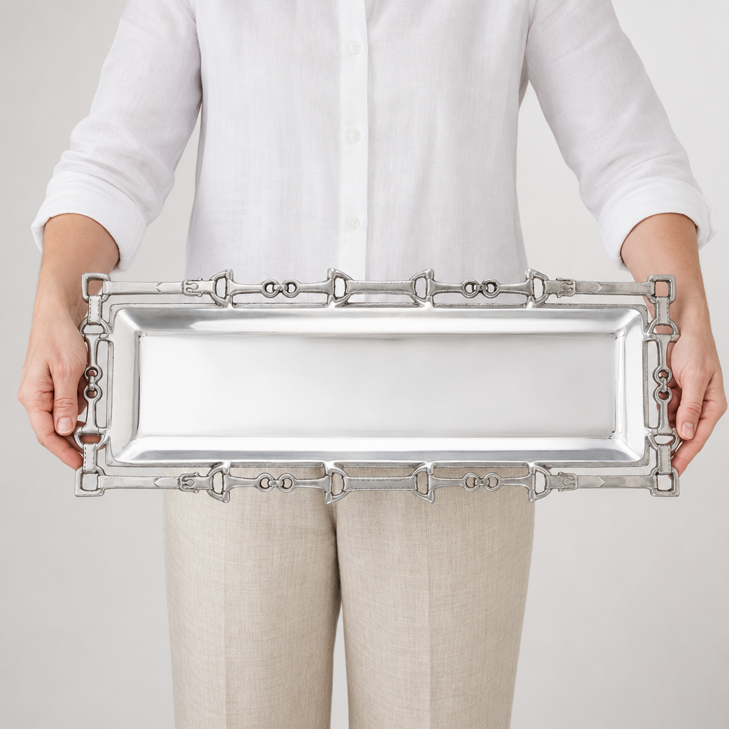 Equestrian Oblong Tray W/Openwork