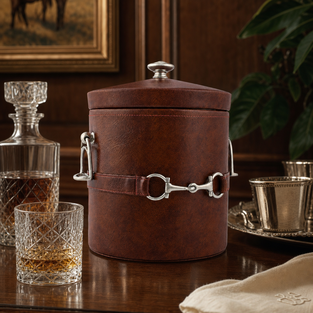 Equestrian Horse Bit Leather Ice Bucket