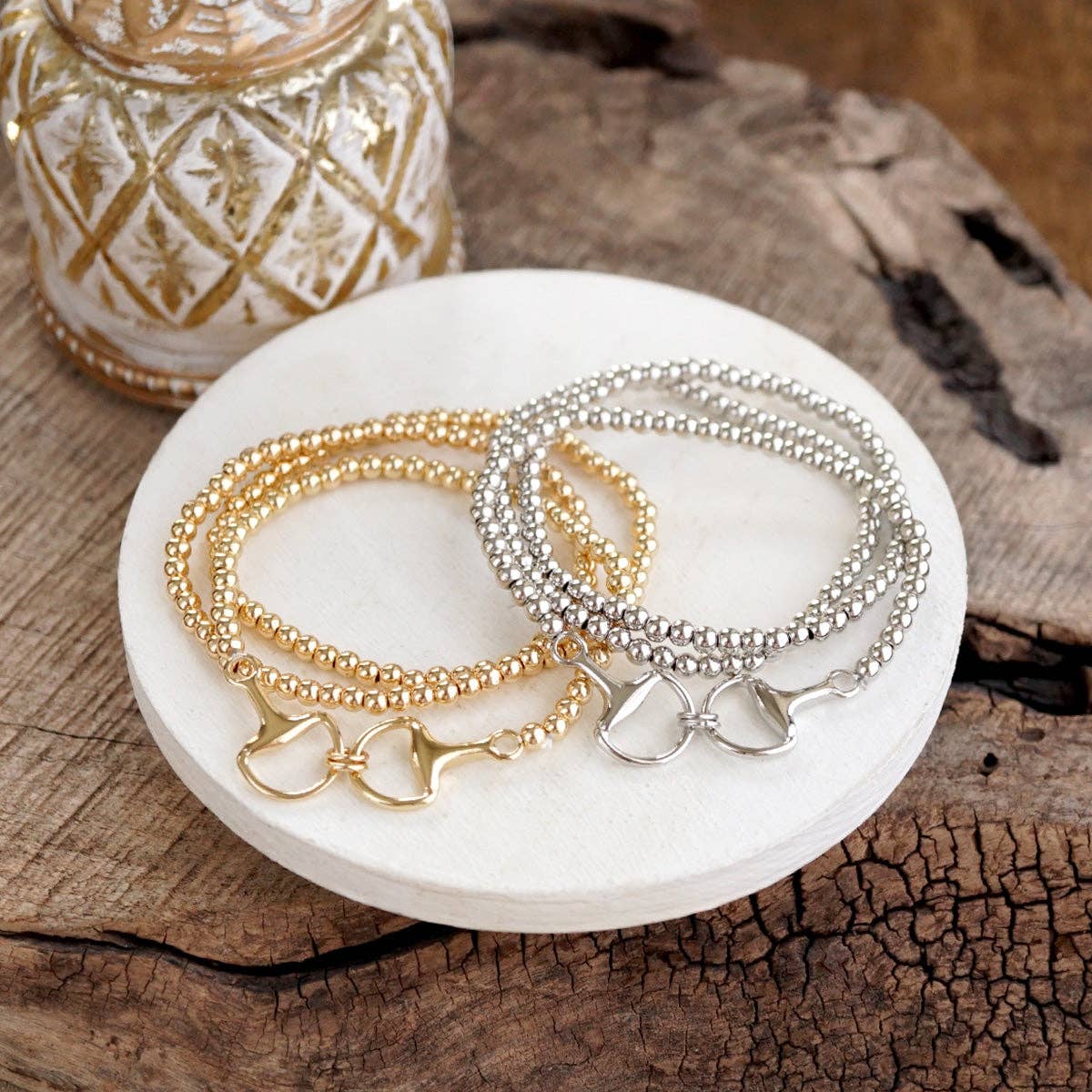Bit of Shine – Set of 3 Stretch Bracelets with Horse Bit