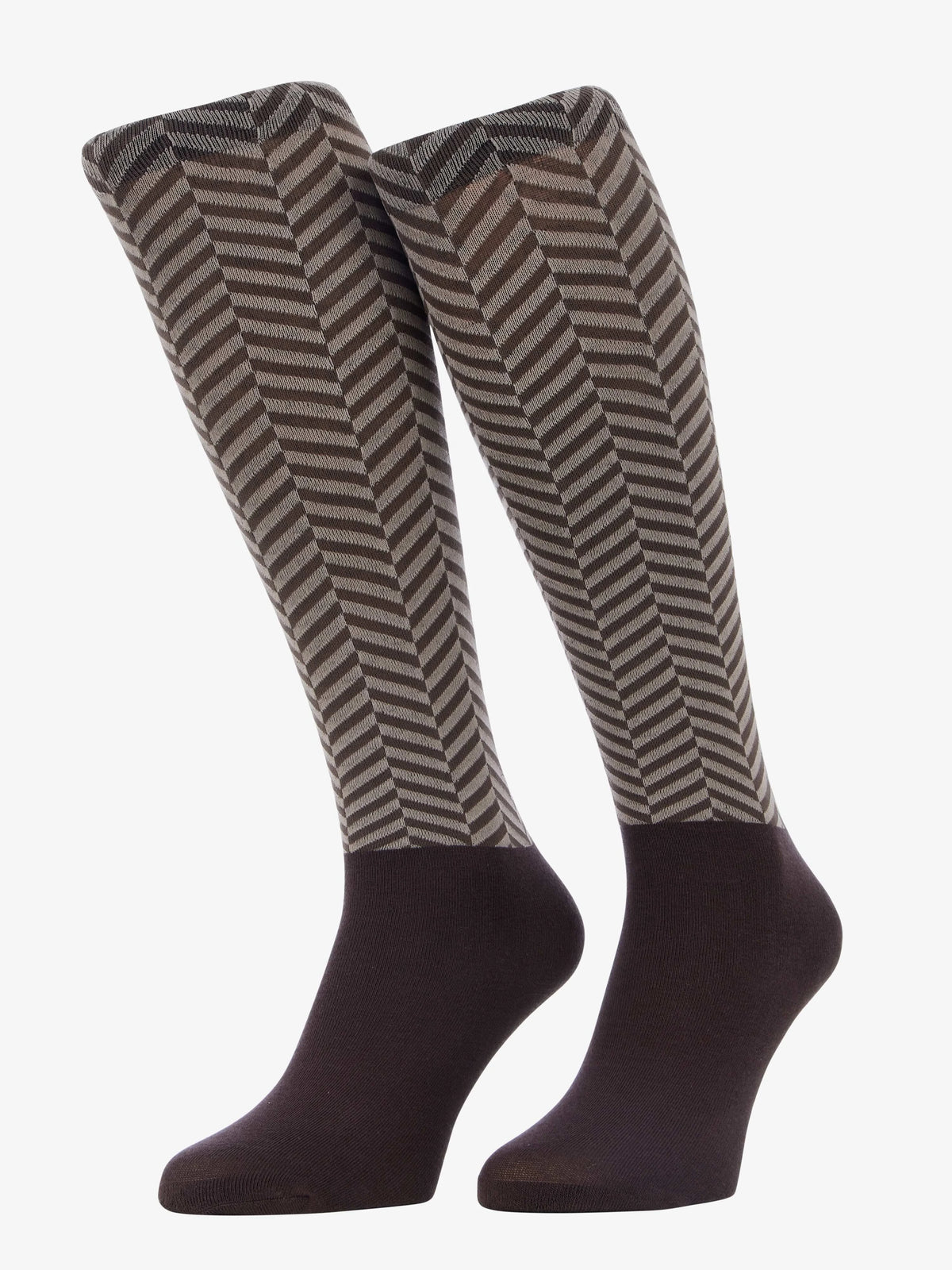LeMieux Heritage Footsie Socks Herringbone - Cocoa