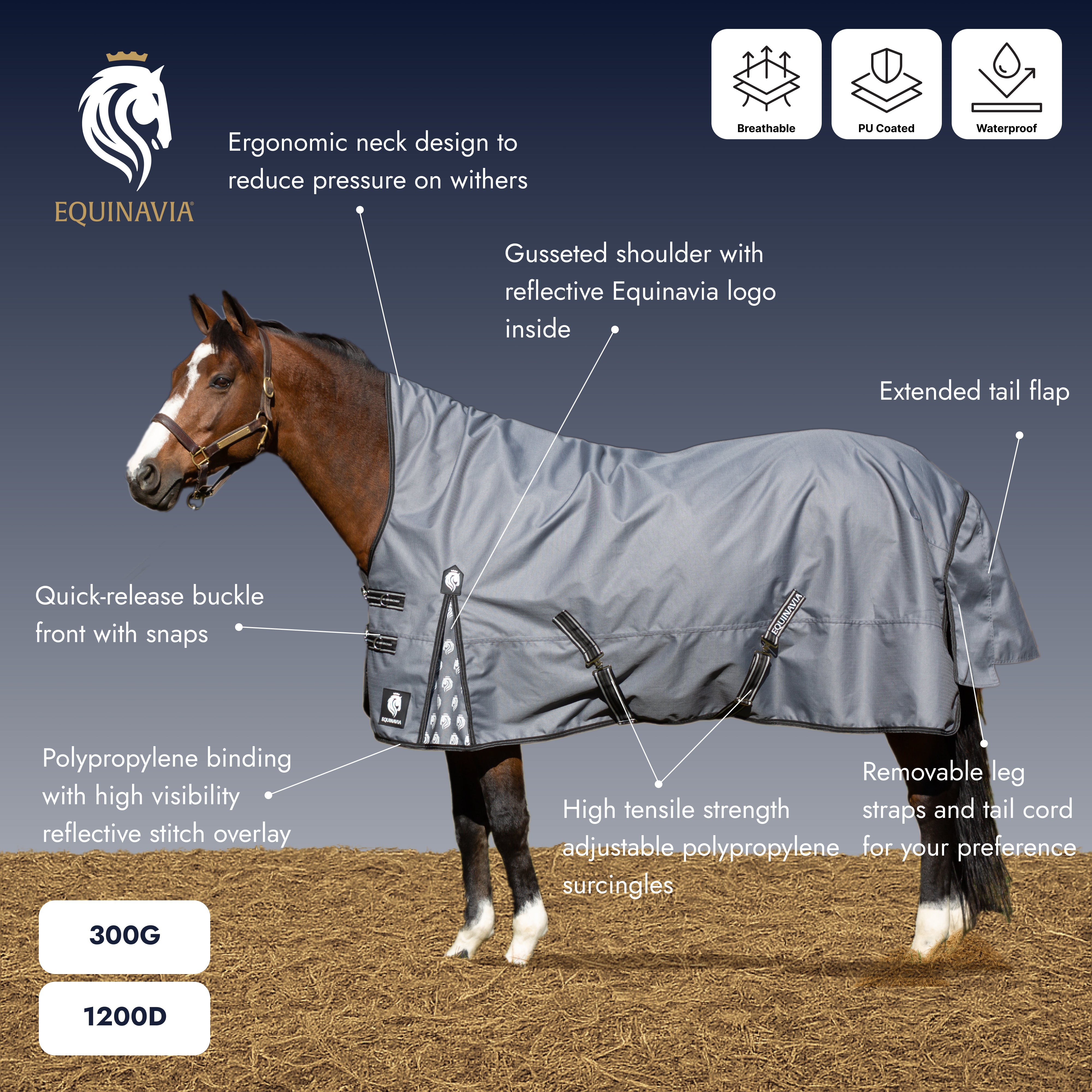 Equinavia Arktis Extended Neck Heavy Weight Turnout Blanket 300g