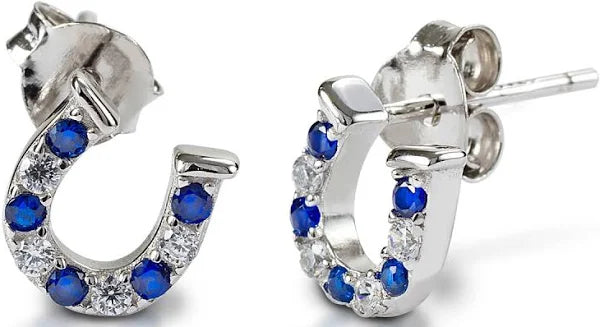 Kelly Herd Blue & Clear Horseshoe Earrings